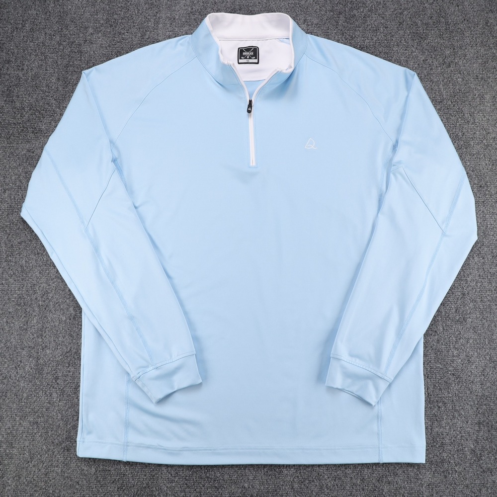 Deolax Mens XL Light Blue 1/4 Zip Pullover Long‎ Sleeve Golf Performance Shirt